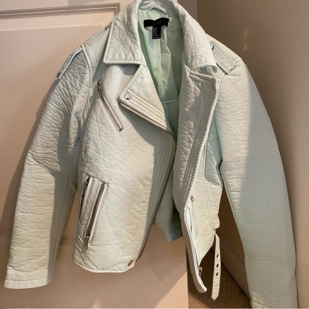 Forever 21 Mint Moto-Style Vegan Leather Jacket